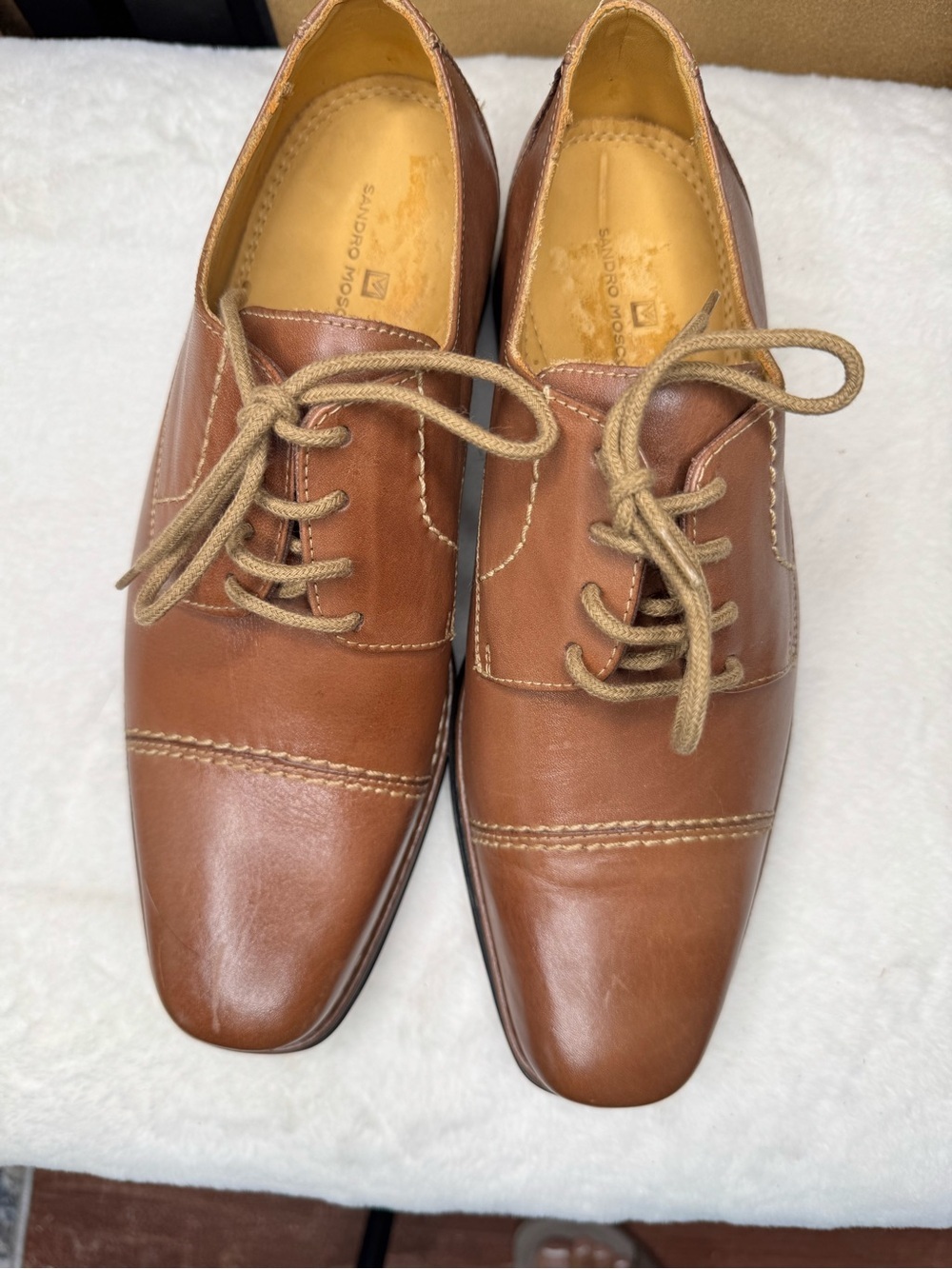 Sandro Moscoloni Cognac Leather Cap Toe Oxford Dress Shoes 7.5D